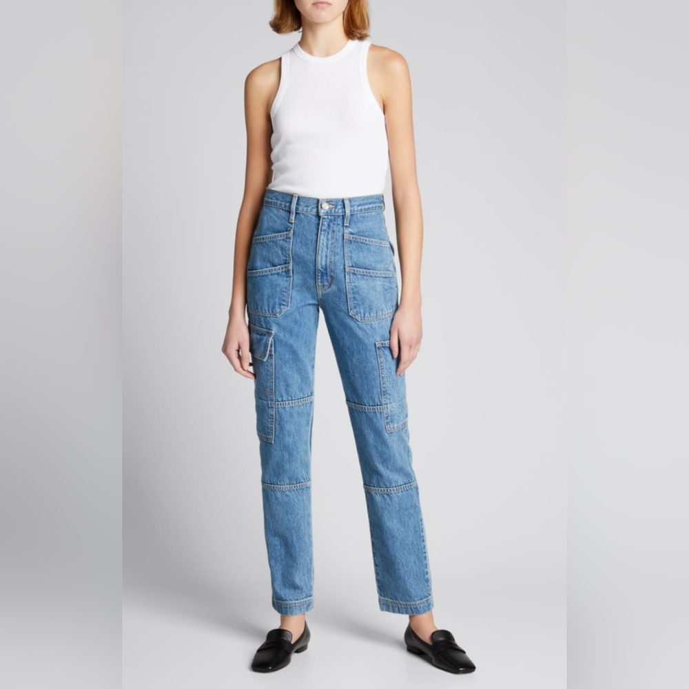SLVRLAKE - Savior Denim Jeans Size 27 Blue Medium Wash Cargo Pants Retail $329 - Picture 4 of 16